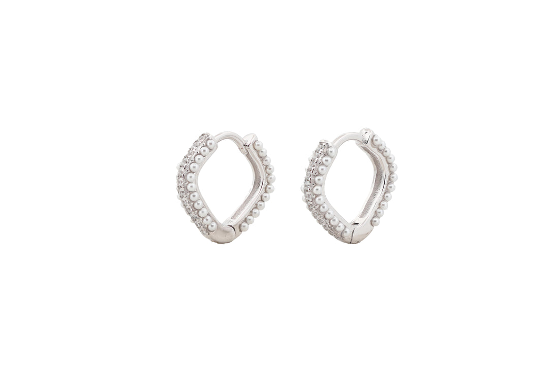 92.5 Sterling Silver Marquise Huggie Hoop Earrings 18113