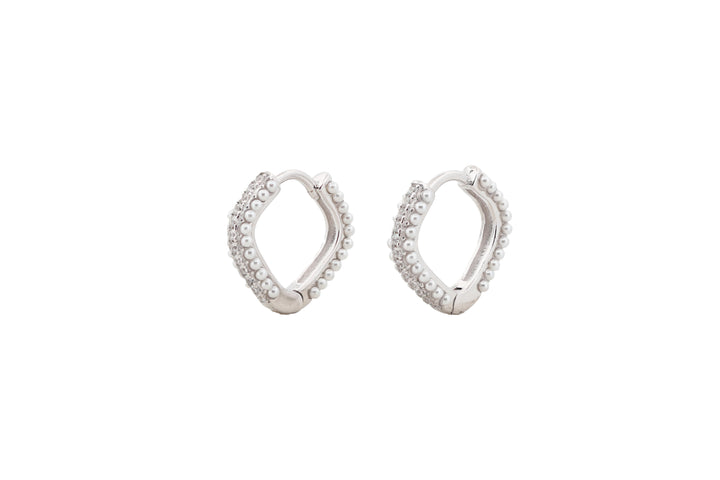 92.5 Sterling Silver Marquise Huggie Hoop Earrings 18113