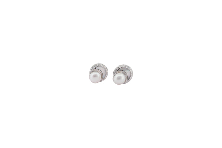 92.5 Sterling Silver Lunar Pearl Stud Earrings 18164