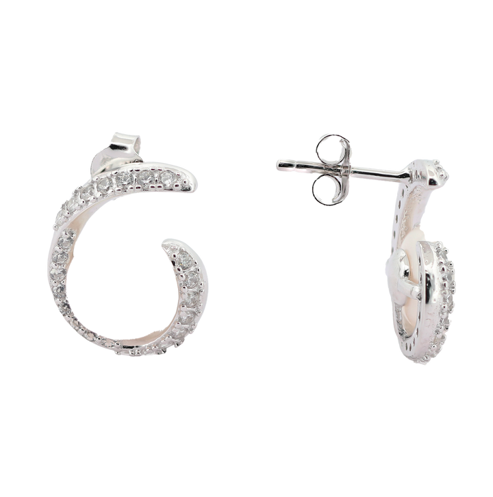 92.5 Sterling Silver Elegant Curl Pearl Stud Earrings 18167