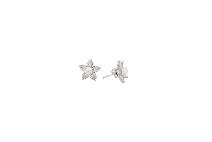 92.5 Sterling Silver Crystal Petal Earrings 18174