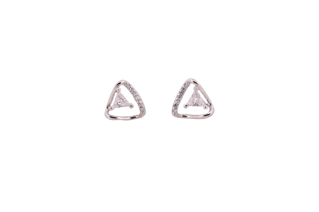 92.5 Sterling Silver Minimalist Triangle Stud Earrings 18197