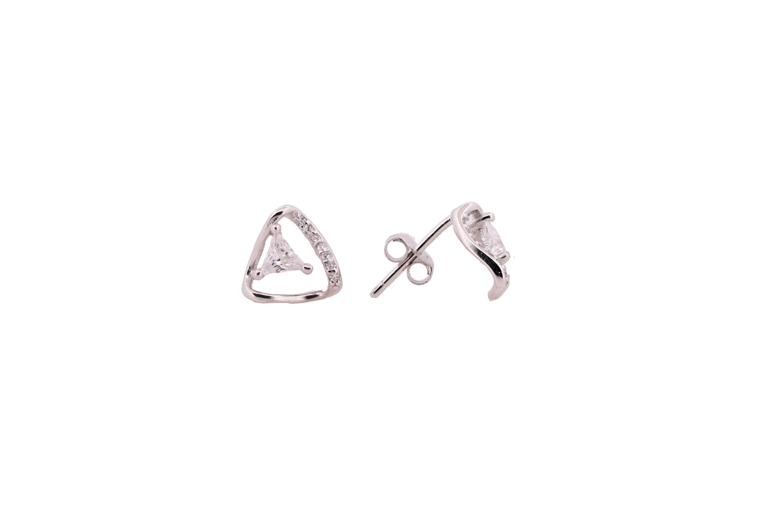 92.5 Sterling Silver Minimalist Triangle Stud Earrings 18197