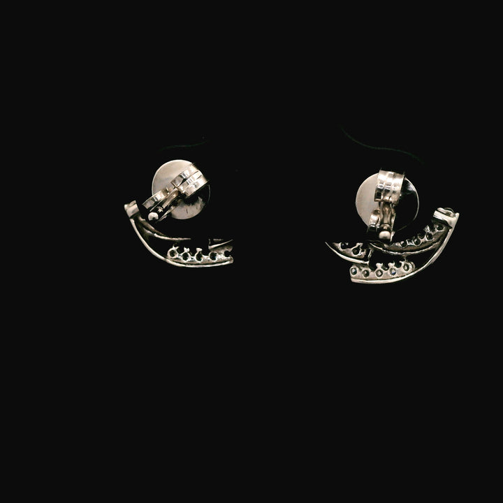 92.5 Sterling Silver  Pearl Fan Drop Studs 18203