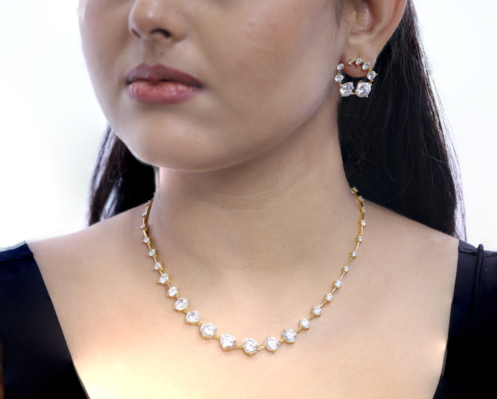 92.5 Sterling Silver Golden Glow Tapered Line Necklace 18313