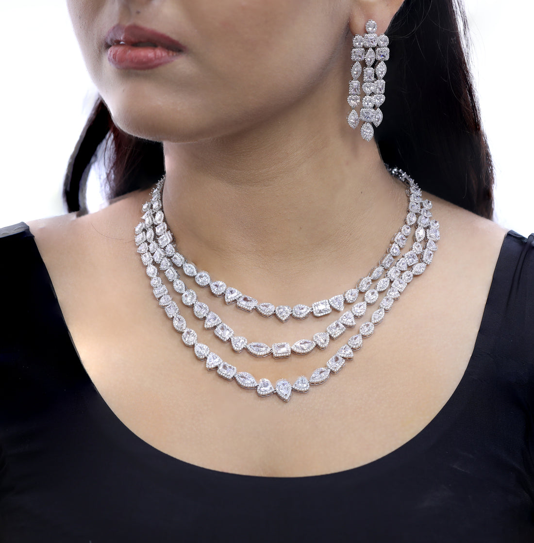 92.5 Sterling Silver Royal Radiance Multi-Cut Necklace 18366