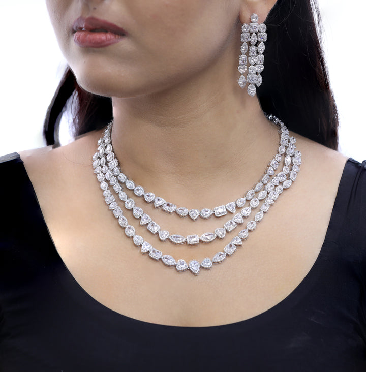 92.5 Sterling Silver Royal Radiance Multi-Cut Necklace 18366