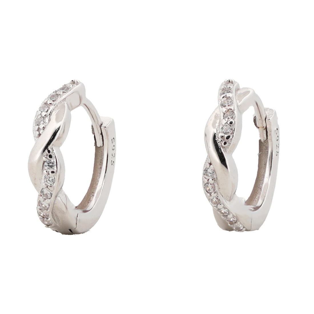 92.5 Sterling Silver Braided Huggie Hoops Earrings 8384