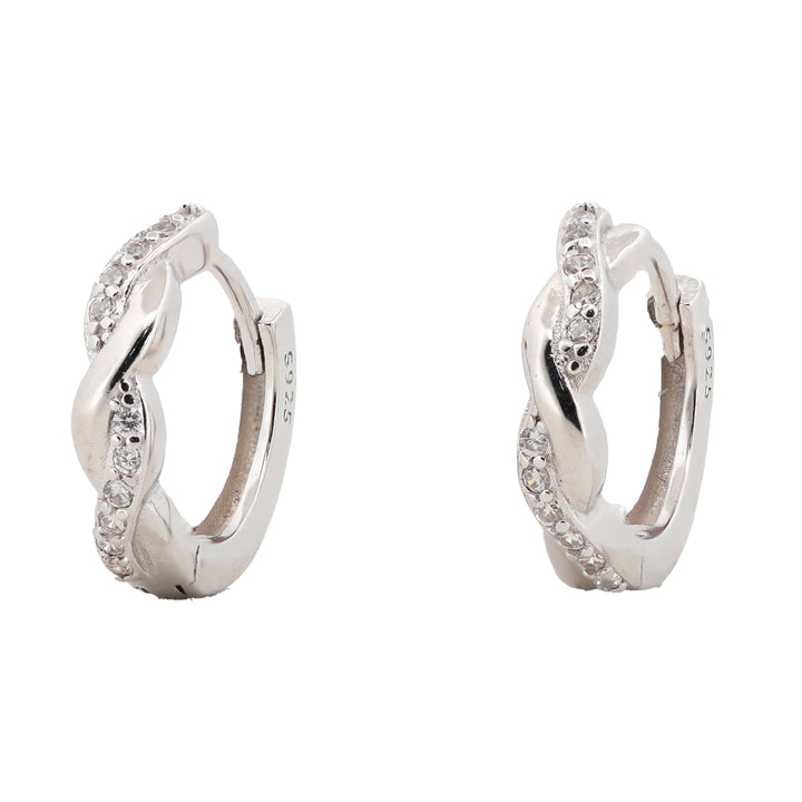 92.5 Sterling Silver Braided Huggie Hoops Earrings 8384