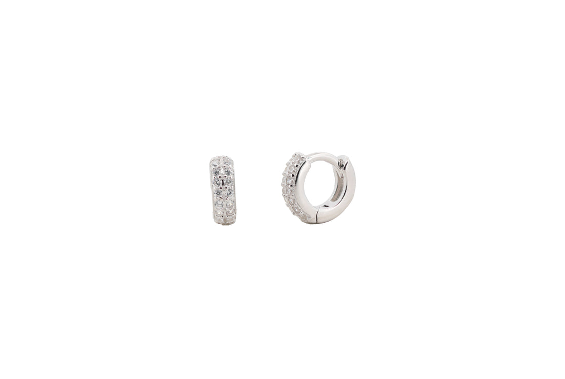 92.5 Sterling Silver  Sparkle Hug Hoop Earrings 18408