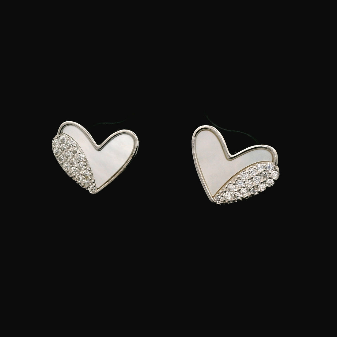 92.5 Sterling Silver  Glow Heart Duo Earrings 18409