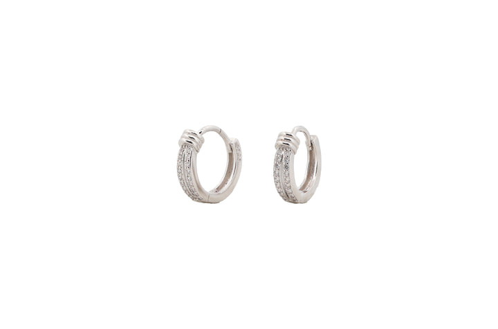 92.5 Sterling Silver Knot Accent Huggie Hoops Earrings 18411
