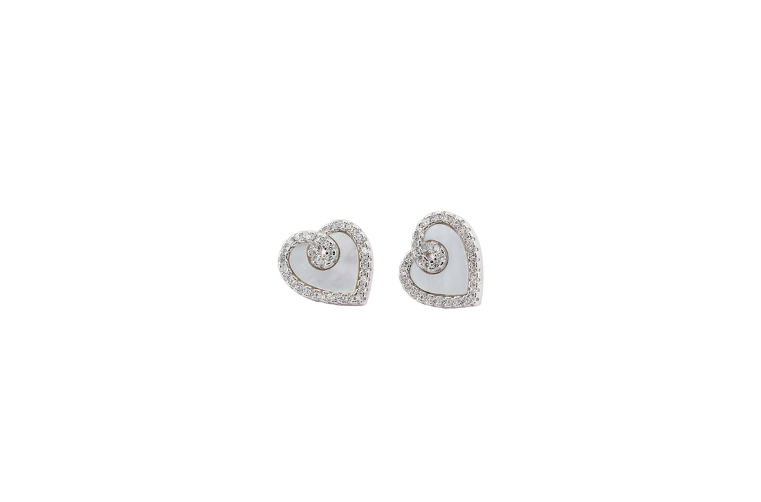 92.5 Sterling Silver Eternal Swirl Heart Stud Earrings 18427