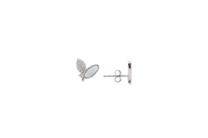 92.5 Sterling Silver Pearl-wing Butterfly Stud Earrings 18428
