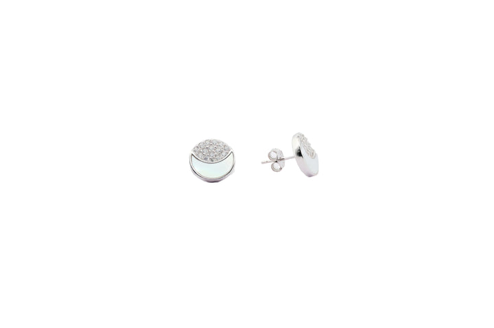 92.5 Sterling Silver Dual-Tone Round Stud Earrings 18429