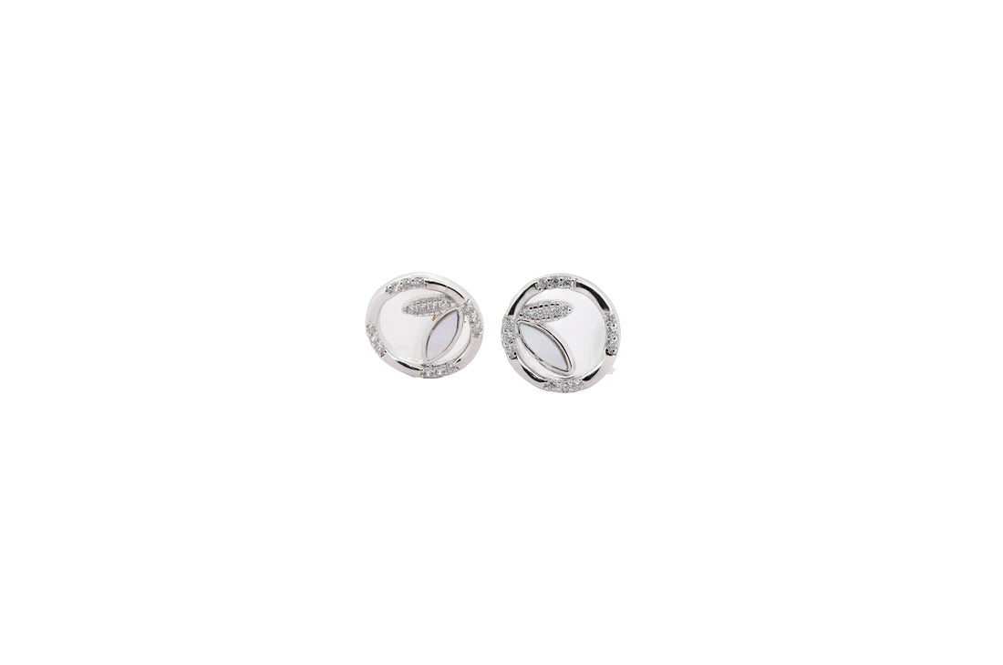 92.5 Sterling Silver Leaf Bloom Round Earrings 18430