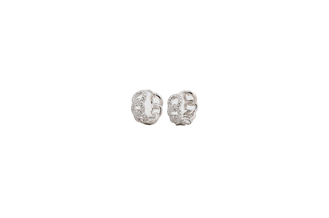 92.5 Sterling Silver Cuban Spark Hoop Huggie Earrings 18433