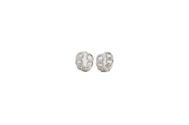 92.5 Sterling Silver Cuban Spark Hoop Huggie Earrings 18433
