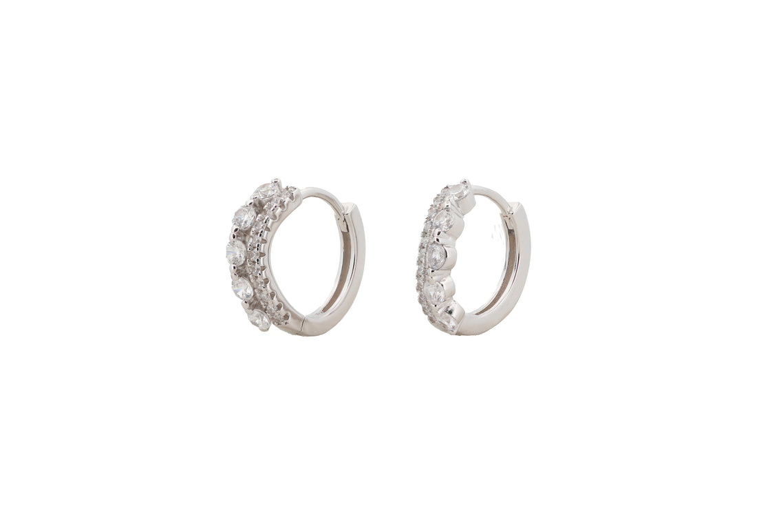 92.5 Sterling Silver Bold Sparkle Huggie Hoops Earrings 18437