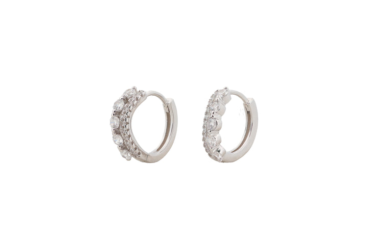92.5 Sterling Silver Bold Sparkle Huggie Hoops Earrings 18437