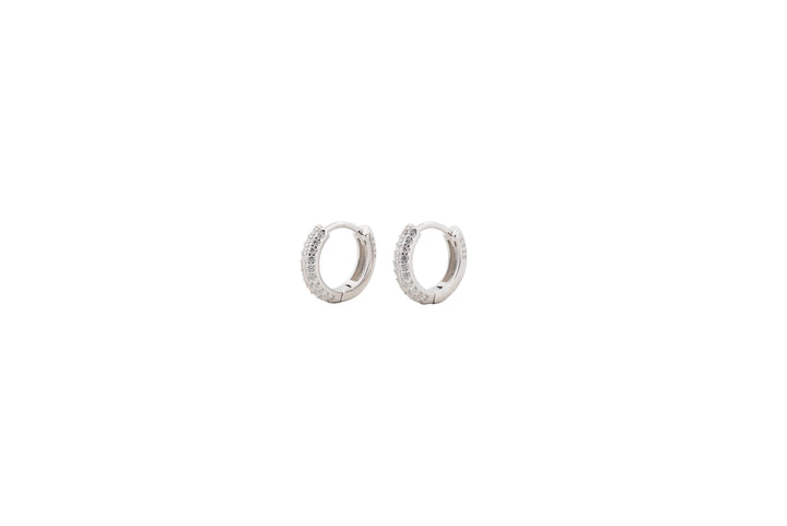 92.5 Sterling Silver  Minimal Bling Hoop Earrings 18440