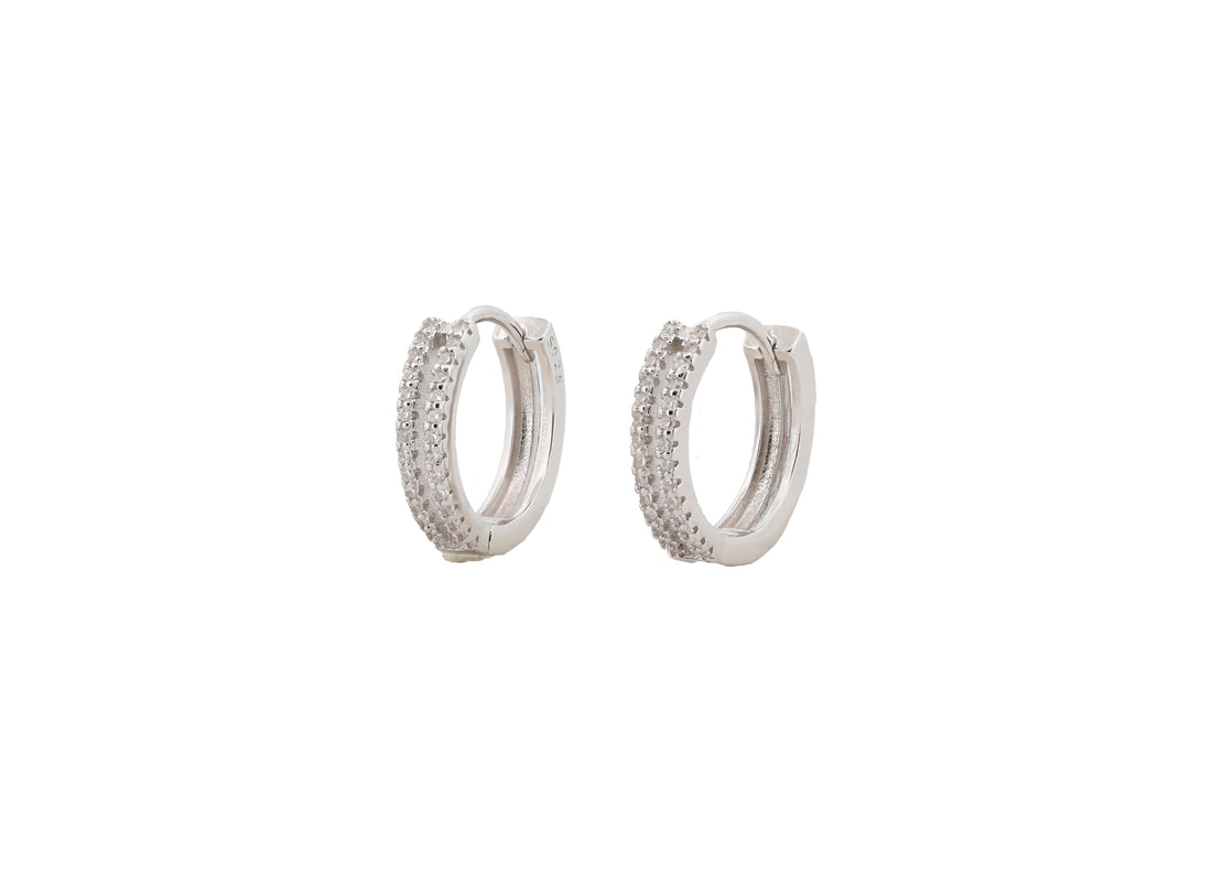 92.5 Sterling Silver Multi-Row Huggie Hoops Earrings 18441