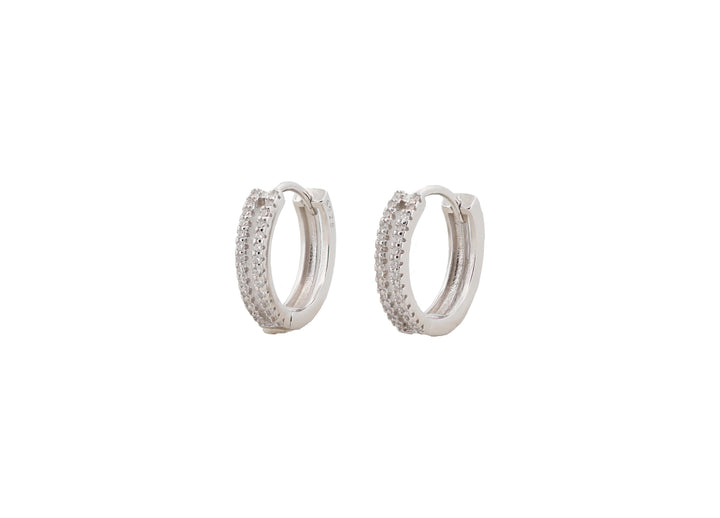 92.5 Sterling Silver Multi-Row Huggie Hoops Earrings 18441