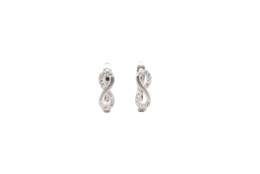 92.5 Sterling Silver Infinity  Huggie Hoops Earrings 18442