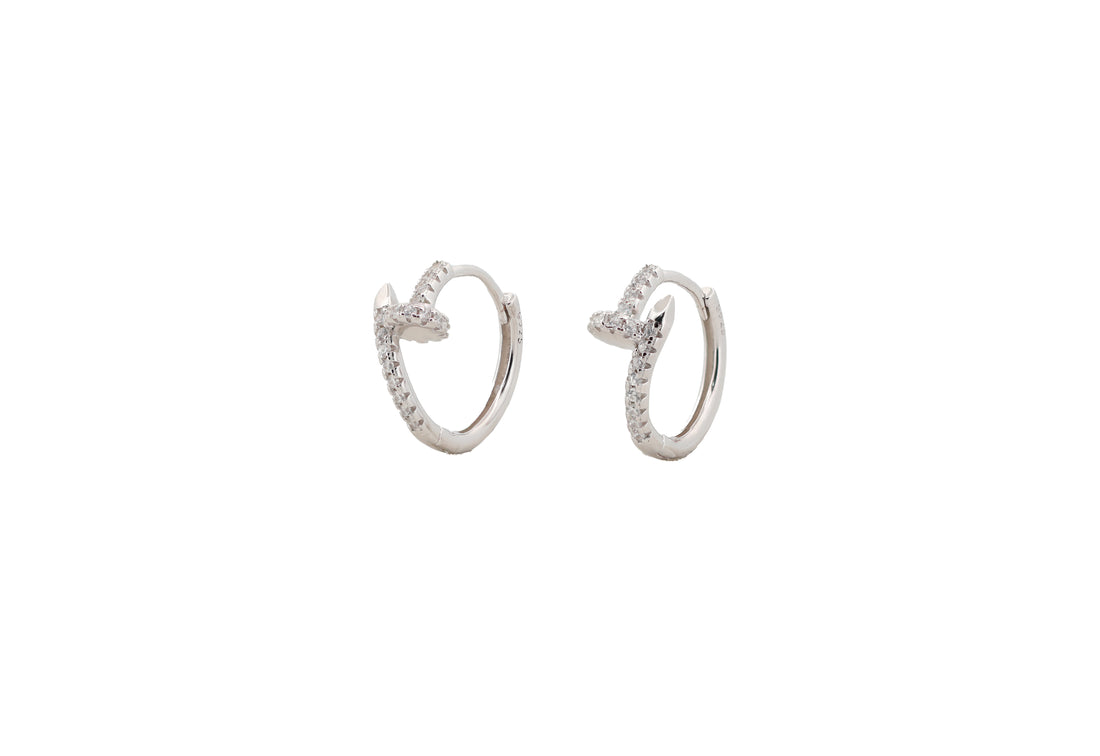 92.5 Sterling Silver Criss-Cross  Huggie Hoop Earrings 18443