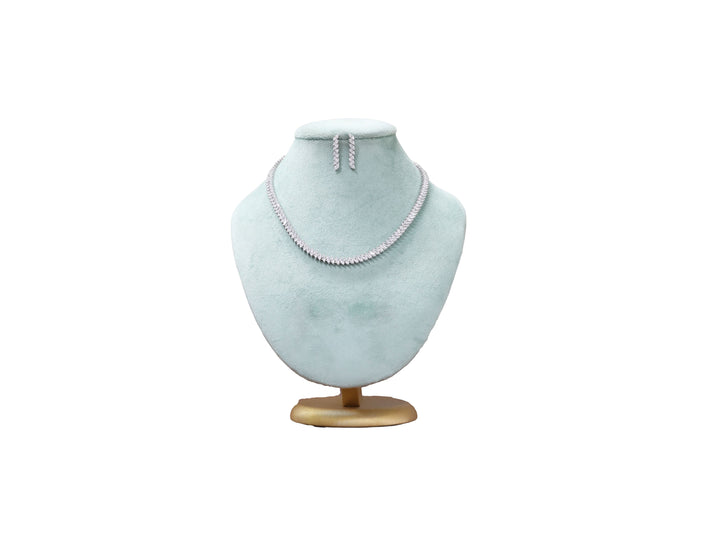 92.5 Sterling Silver Leaf-line Radiance  Necklace 18881