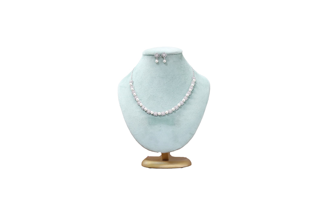 92.5 Sterling Silver Bezel Pearl Drop Necklace 18883