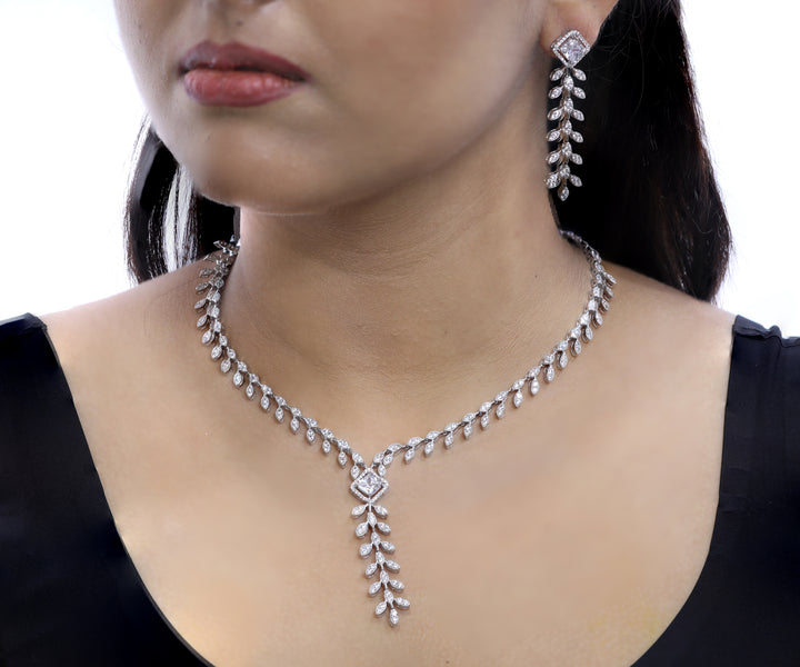92.5 Sterling Silver Leaf Drop Y-Necklace 18886