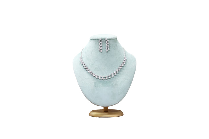 92.5 Sterling Silver Twin Heart Bloom Necklace 18888