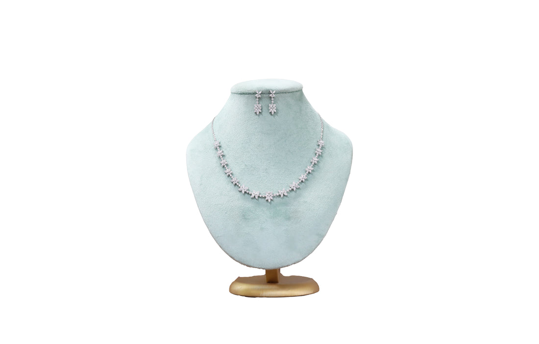 92.5 Sterling Silver Flora Sparkle Necklace 18889