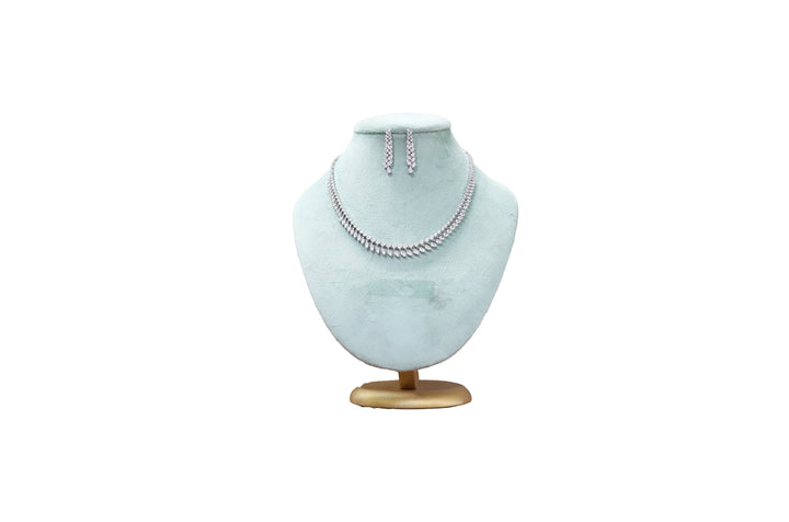 92.5 Sterling Silver Leaf Drop Double-Line Necklace 18890