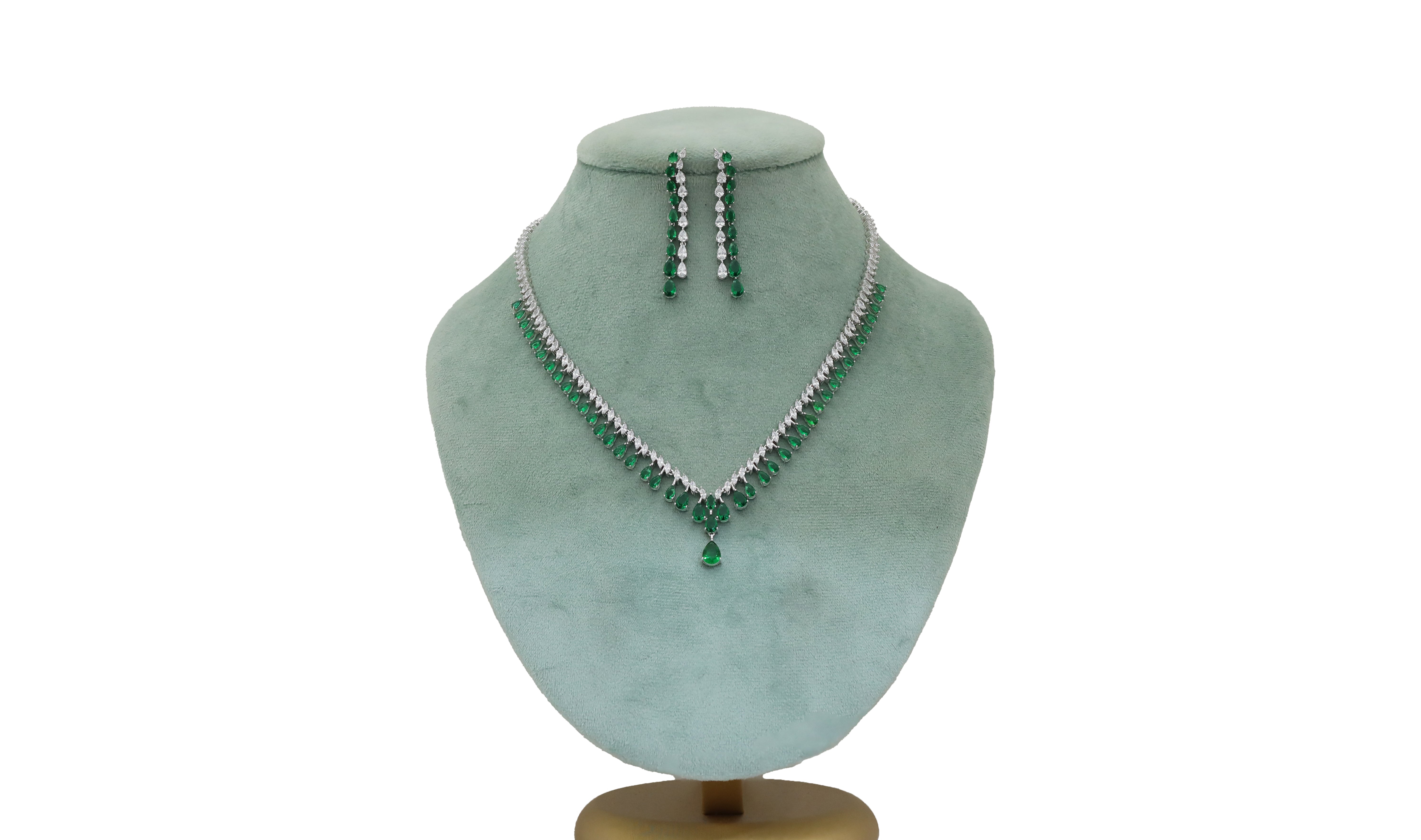 92.5 Sterling Silver  Teardrop Dual Tone Halo Necklace 18895