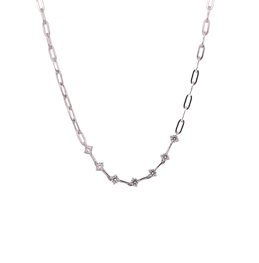 92.5 Sterling Silver Paperclip Diamond Chain Pendant 18906