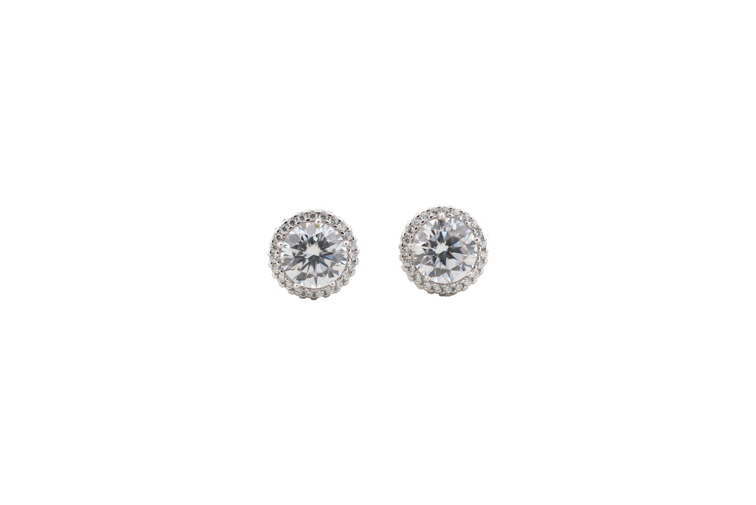 92.5 Sterling Silver Halo Stud Earring 18931