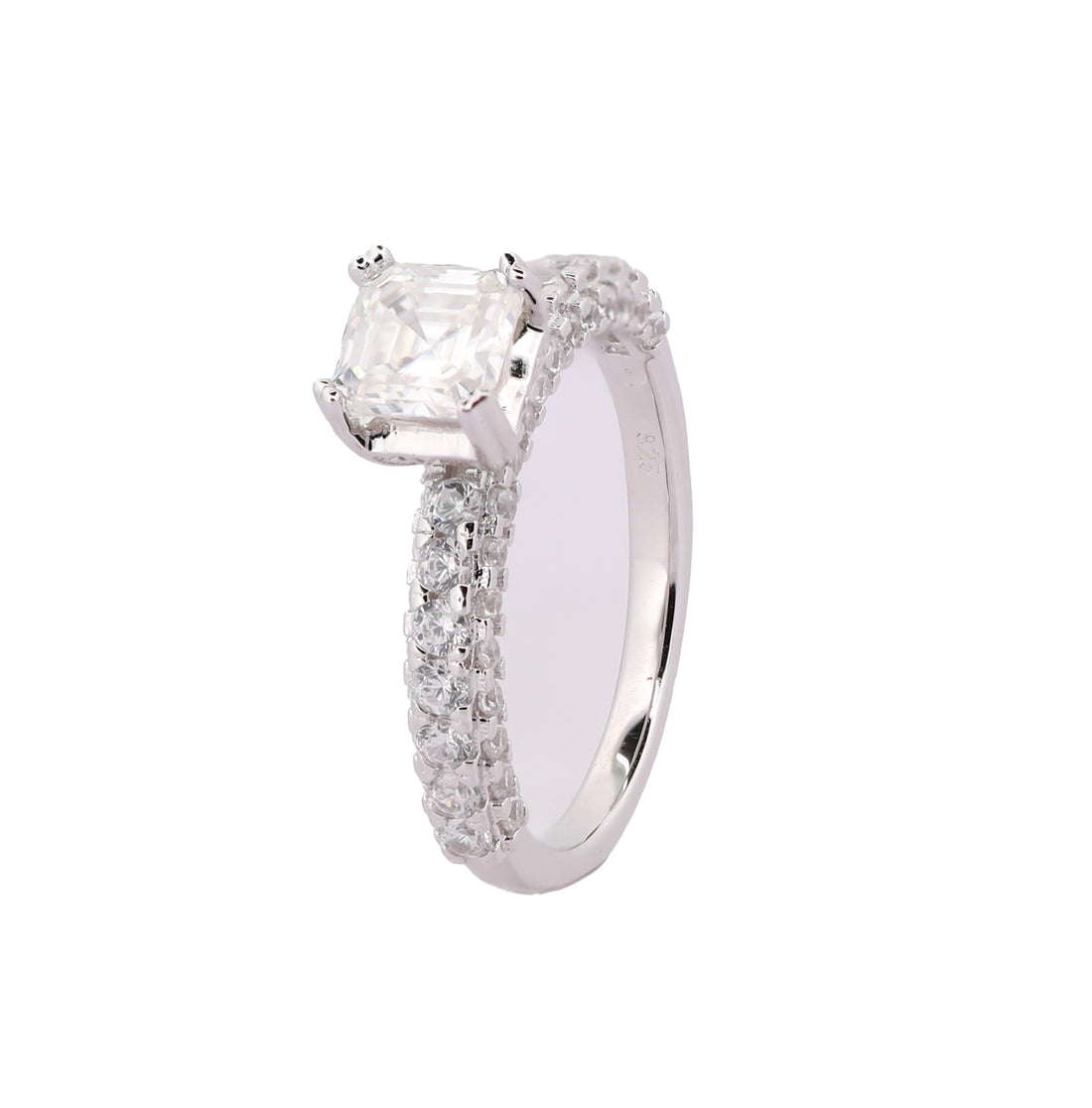 92.5 Sterling Silver Classic Asscher Finger Ring 6662