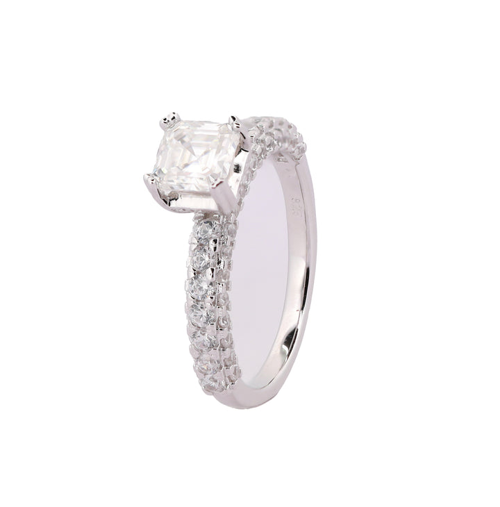 92.5 Sterling Silver Classic Asscher Finger Ring 6662