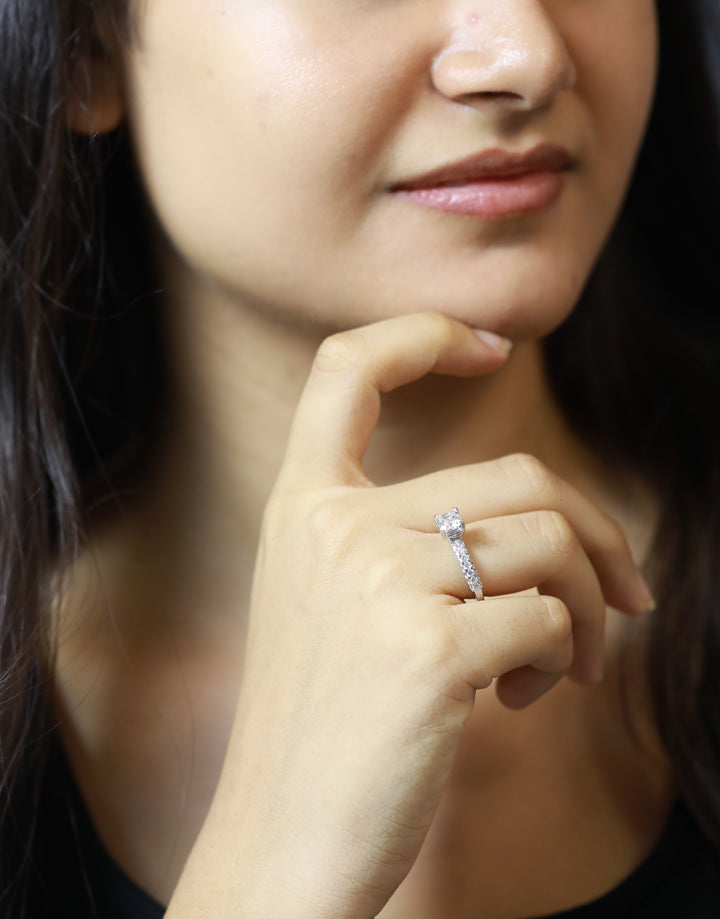 92.5 Sterling Silver Classic Asscher Finger Ring 6662