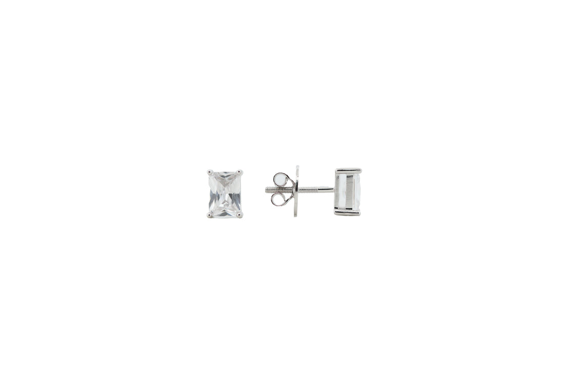 92.5 Sterling Silver Minimalist Pearl Frame Stud Earrings 19595