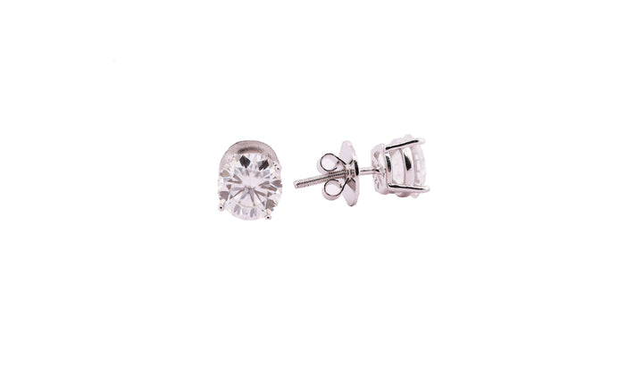 92.5 Sterling Silver with Moissanite Classic Round Solitaire Stud  Earrings 6618