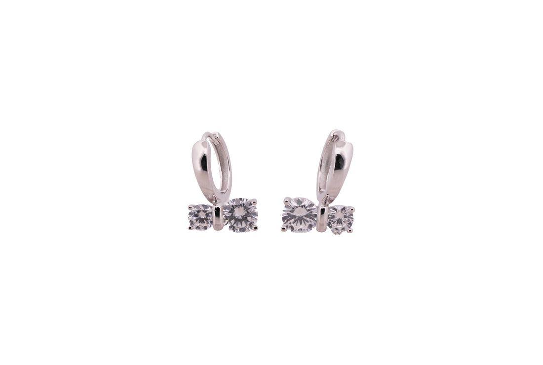 92.5 Sterling Silver Bow-Style Huggie Hoop Earrings 20380