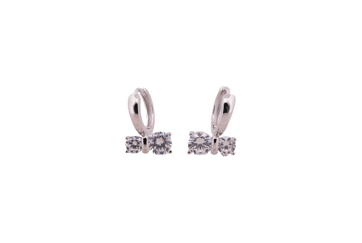 92.5 Sterling Silver Bow-Style Huggie Hoop Earrings 20380