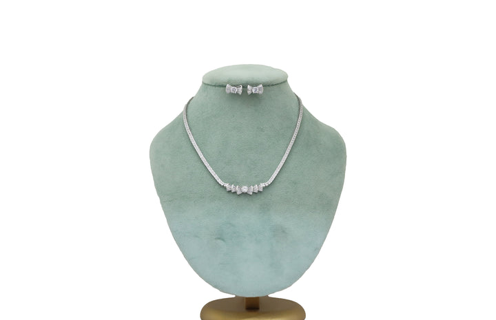92.5 Sterling Silver Mini Bow Bar Necklace 20406