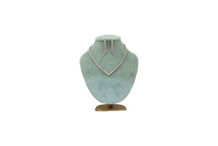 92.5 Sterling Silver V-Trail Sparkle Necklace     20412