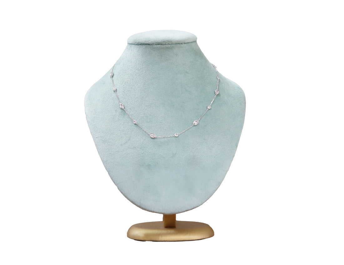 92.5 Sterling Silver Bezel Dot Necklace 20518