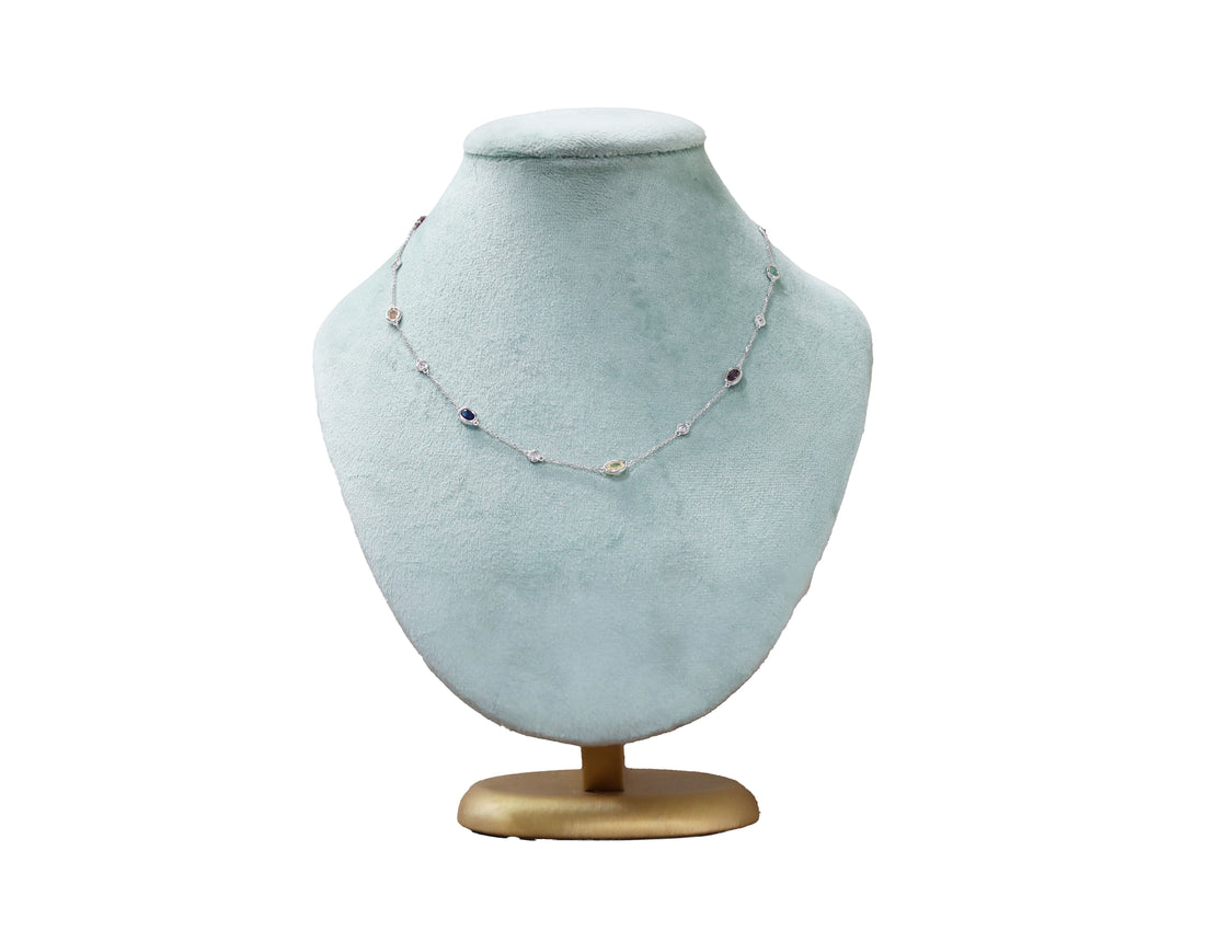 92.5 Sterling Silver Bezel Dot Necklace 20518