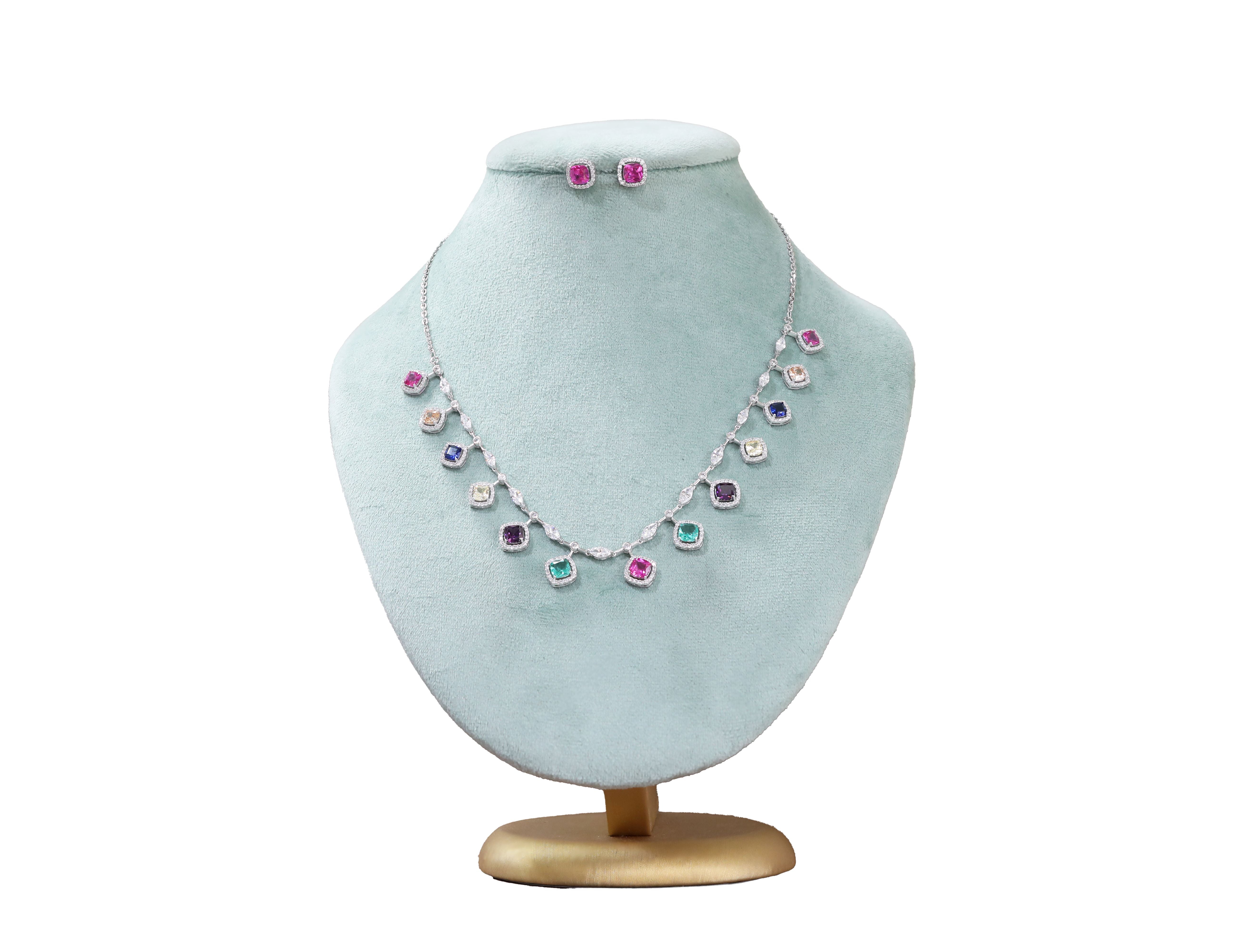 92.5 Sterling Silver Classic Cushion Necklace  20529